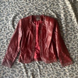 Double D Ranch red leather jacket women small